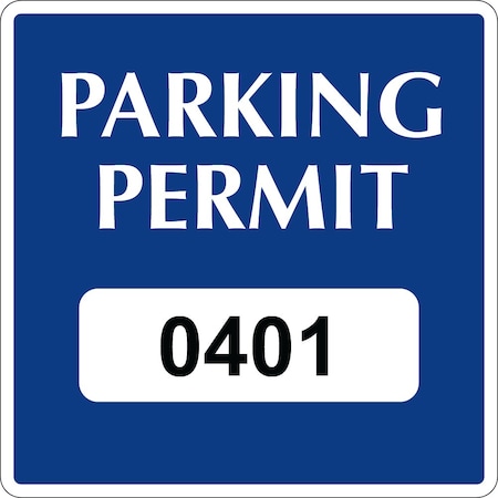 Lustre-Cal Static Cling Parking Permit Dark Blue 3in x 3in  Square Serialized 401-450, 50PK 253745SCL1BdSq0401